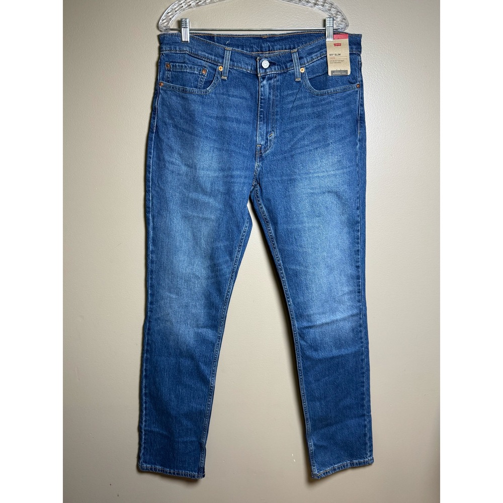 Levis 511 Slim Stretch Blue Denim Jeans Mens 36x34 Medium Wash 04511-5460